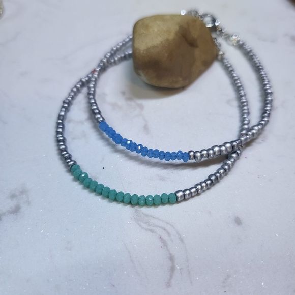 Handmade silver or gold beads with crystals - Picture 4 of 6